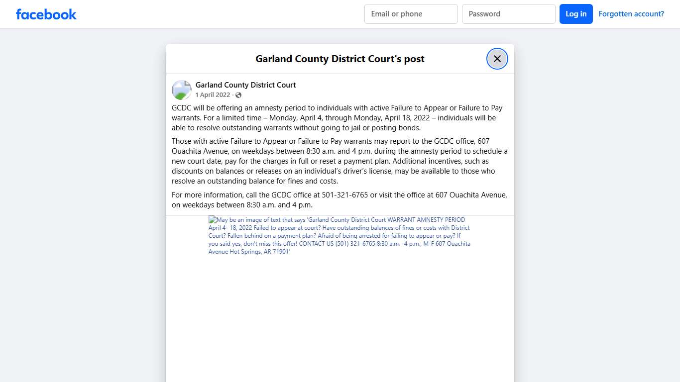 GCDC will be offering an... - Garland County District Court Facebook